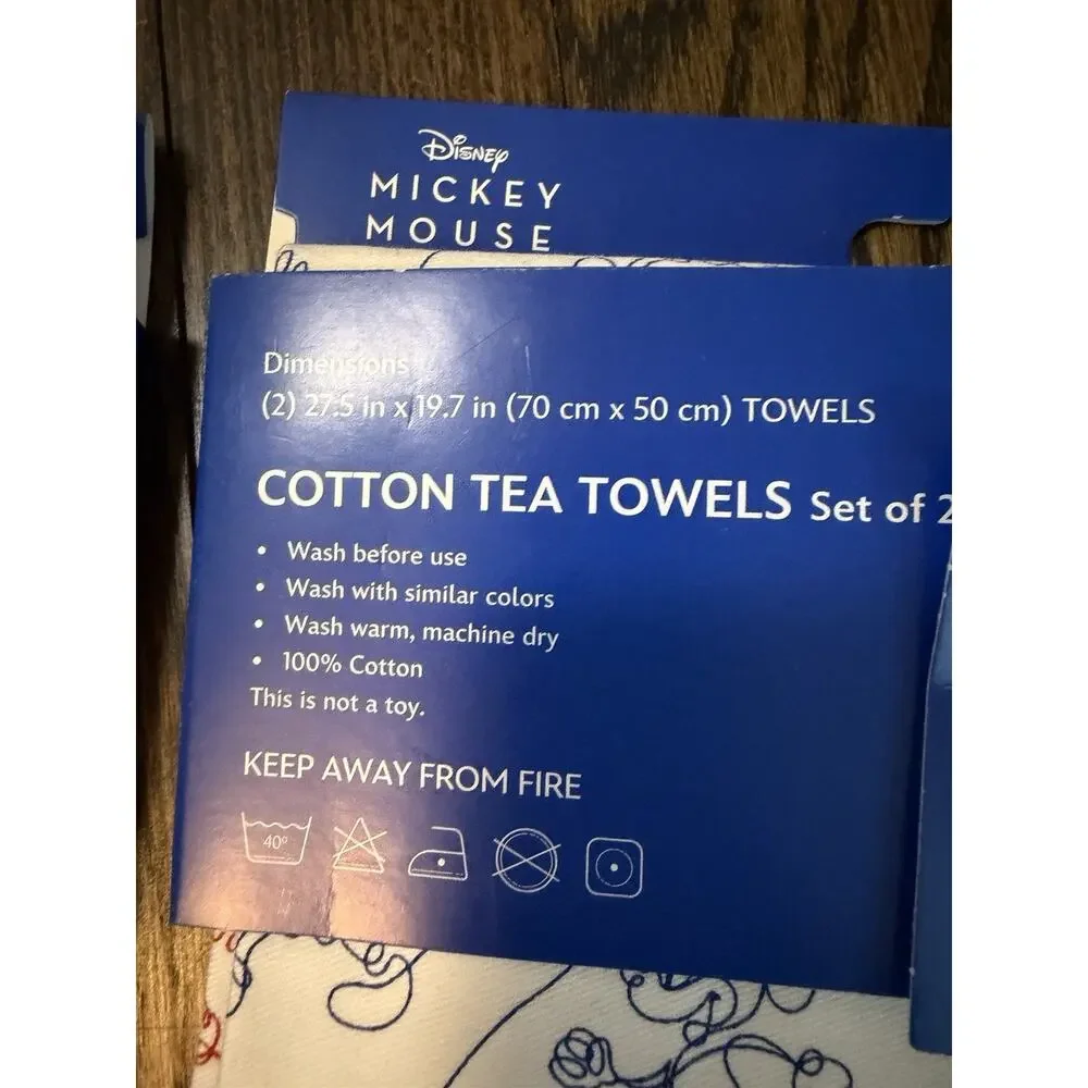 Disney HOME MICKEY MOUSE Cotton Tea Towels 3 Packs Of 2 (6 Total) NWT NEW